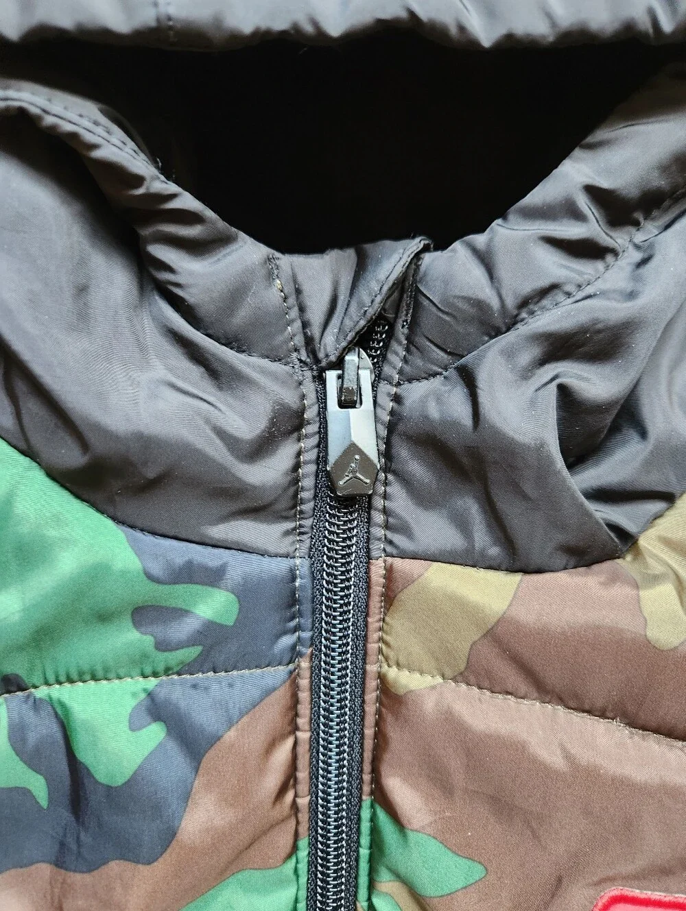 Jordan Nike Air Camo Hooded Puffer Jacket Youth Large L (12-13 Yrs) Fleece Lined